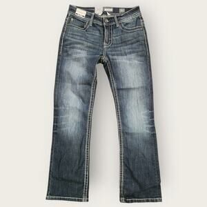 BKE Jeans Women's Sz 28s Bootcut Faded Dark Wash Aiden Slim Fit Low-rise Stretch